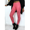 Legging fuchsia effilé à l'avant et doublé en dentelle - 3