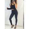 Ensemble legging et top fitness noir - 4