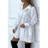 Robe chemise blanche satinée à volant - 2