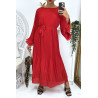 Robe longue plissée rouge - 1