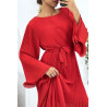 Robe longue plissée rouge - 4