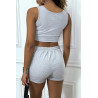 Ensemble débardeur crop et short en gris - 5