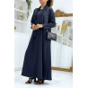 Longue abaya marine avec poches et ceinture - 2