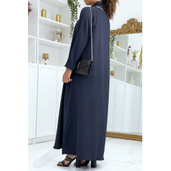 Longue abaya marine avec poches et ceinture - 3