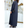 Longue abaya marine avec poches et ceinture - 3