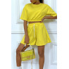 Ensemble jaune short et sweat crop style tenue de tennis - 3