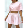 Ensemble rose short et sweat crop style tenue de tennis - 4