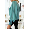 Jolie blouse turquoise à manches drapées - 6