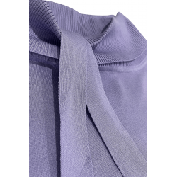 Ensemble pull col roulé tombant over size et palazzo violet - 1