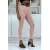 Legging rose matière côtelé côtelé très extensible - 2