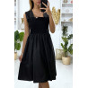 Robe patineuse noir évasé avec perles et élastiques au buste - 4