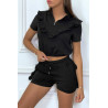 Ensemble noir avec détails volants short à lacet et haut avec zip - 3