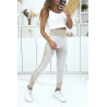 Legging de sport effet push up sans couture beige - 1