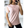 T-shirt rose avec manches froufrou en tulle - 2