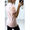 T-shirt rose avec manches froufrou en tulle - 5
