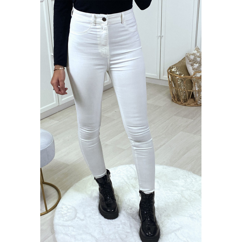 Jeans slim blanc taille haute - 3