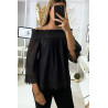 Blouse noir en dentelle avec col bateau - 3