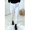 Jeans slim blanc stretch taille haute - 4