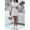 Robe patineuse beige à col Claudine - 1