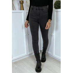 Jean slim noir délavé taille haute - 4