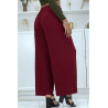 Pantalon palazzo plissé uni bordeaux - 3