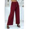 Pantalon palazzo plissé uni bordeaux - 4