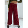 Pantalon palazzo plissé uni bordeaux - 5