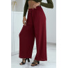 Pantalon palazzo plissé uni bordeaux - 6