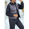 Ensemble 3 pièces doudoune sans manche noir avec sweat et jogging - 1