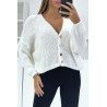 Gilet blanc over size très chic avec boutons doré - 1