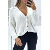 Gilet blanc over size très chic avec boutons doré - 2