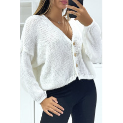 Gilet blanc over size très chic avec boutons doré - 3