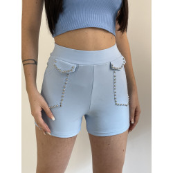 Short taille haute bleu à clous - 2