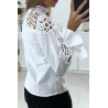 Blouse blanche avec buste motif satiné et perlé - 5