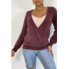 Pull cache coeur bordeaux duveteux et over size - 4