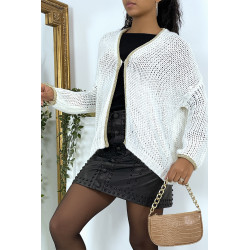 Cardigan blanc en grosse maille - 1