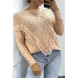 Pull rose col montant femme - 1