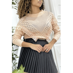 Pull rose col montant femme - 5