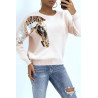 Pull rose à motif cheval en sequins - 4