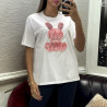 T-shirt over size blanc avec lapin en broderie et strass - 3