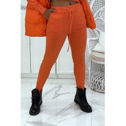 Ensemble d'hiver 3 pièces orange doudoune et jogging côteléStyle casual chic et cocooning - 6