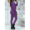 Ensemble d'hiver 3 pièces violet doudoune et jogging côteléStyle casual chic et cocooning - 3