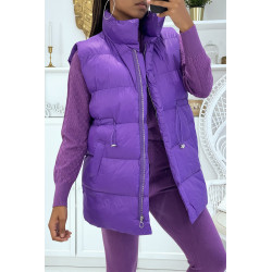 Ensemble d'hiver 3 pièces violet doudoune et jogging côteléStyle casual chic et cocooning - 5