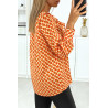 Blouse à motif orange avec volant à l'avant - 4