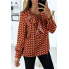 Blouse à motif noir avec volant à l'avant - 2