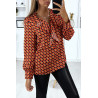 Blouse à motif noir avec volant à l'avant - 3