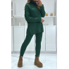 Ensemble pull col roulé et pantalon vert en tricot, très chaud pour l'hiver - 2