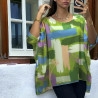 Blouse over size motif vert doublé - 2