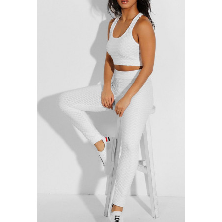 Ensemble legging et top push up blanc - 2