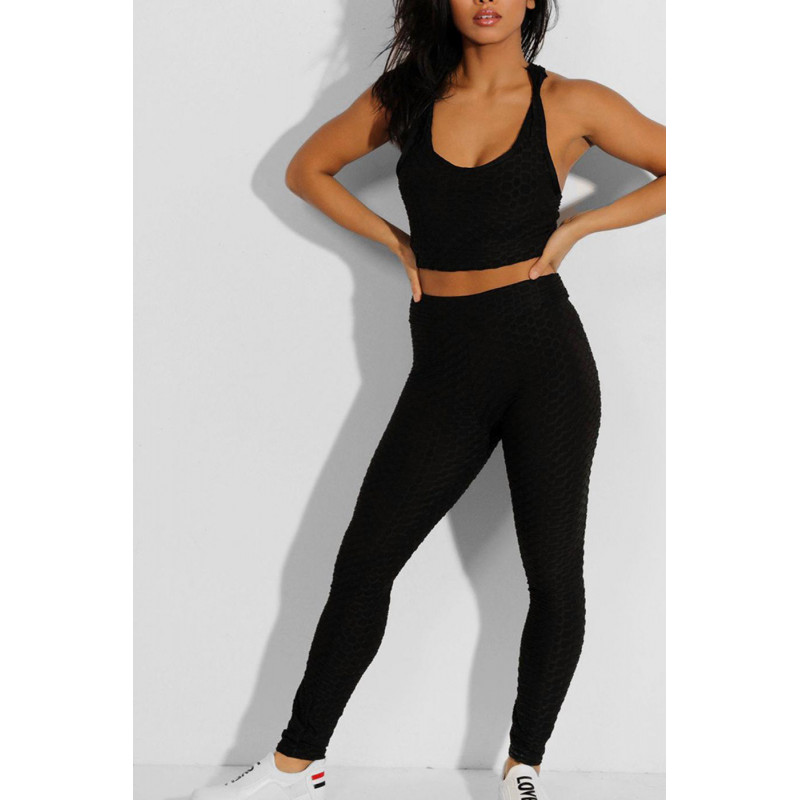 Ensemble legging et top push up noir - 1